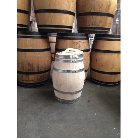 Houten regenton kastanje 110 liter deksel handvat